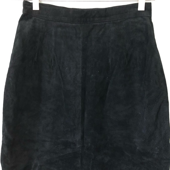 Vintage 80’s Gitano black suede midi pencil skirt SMALL - Picture 9 of 10